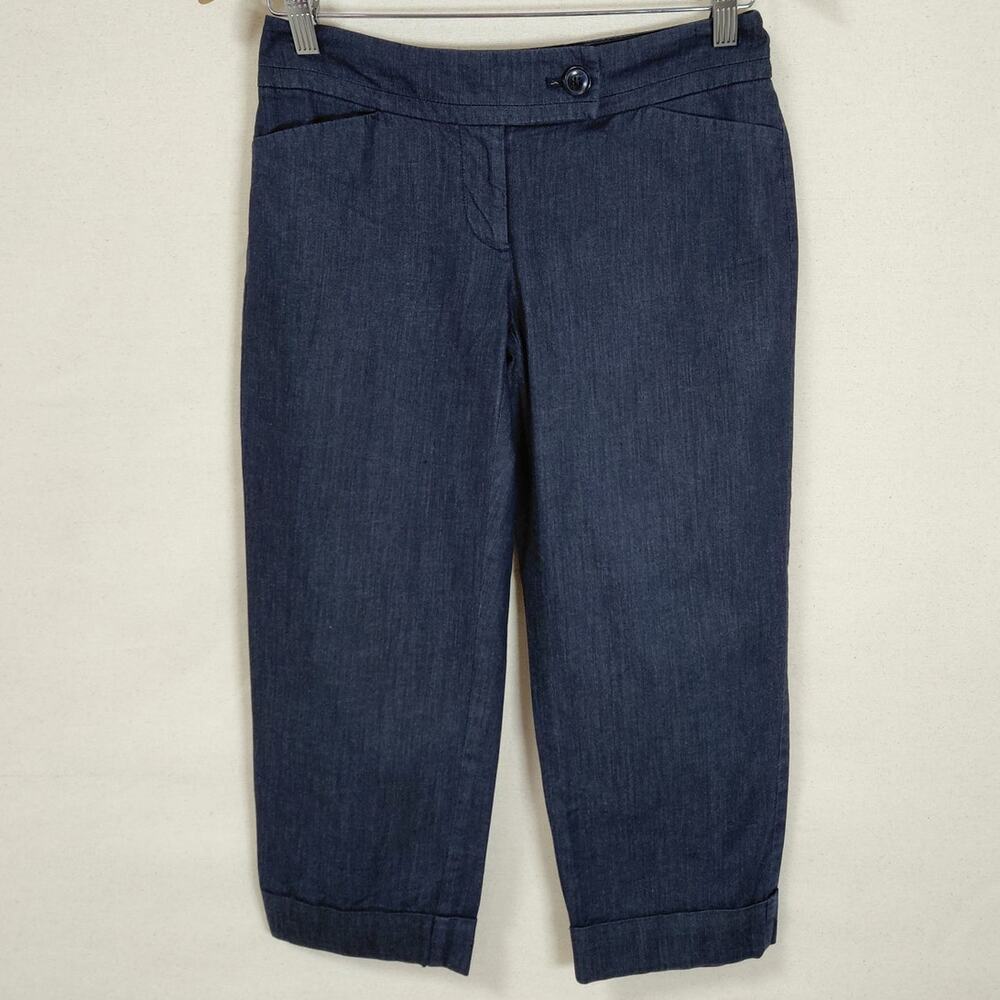 Ann Taylor Curvy Petite Denim Capris Blue Solid Straight Women Size 00P
